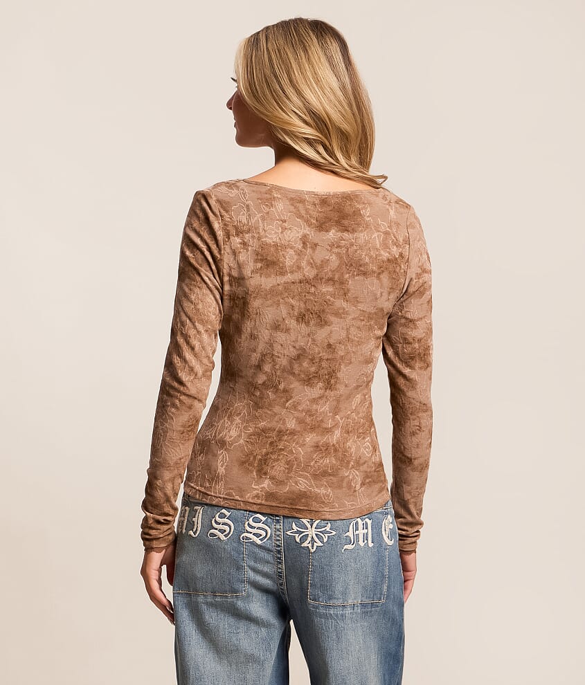 Washed Floral Jacquard Top
