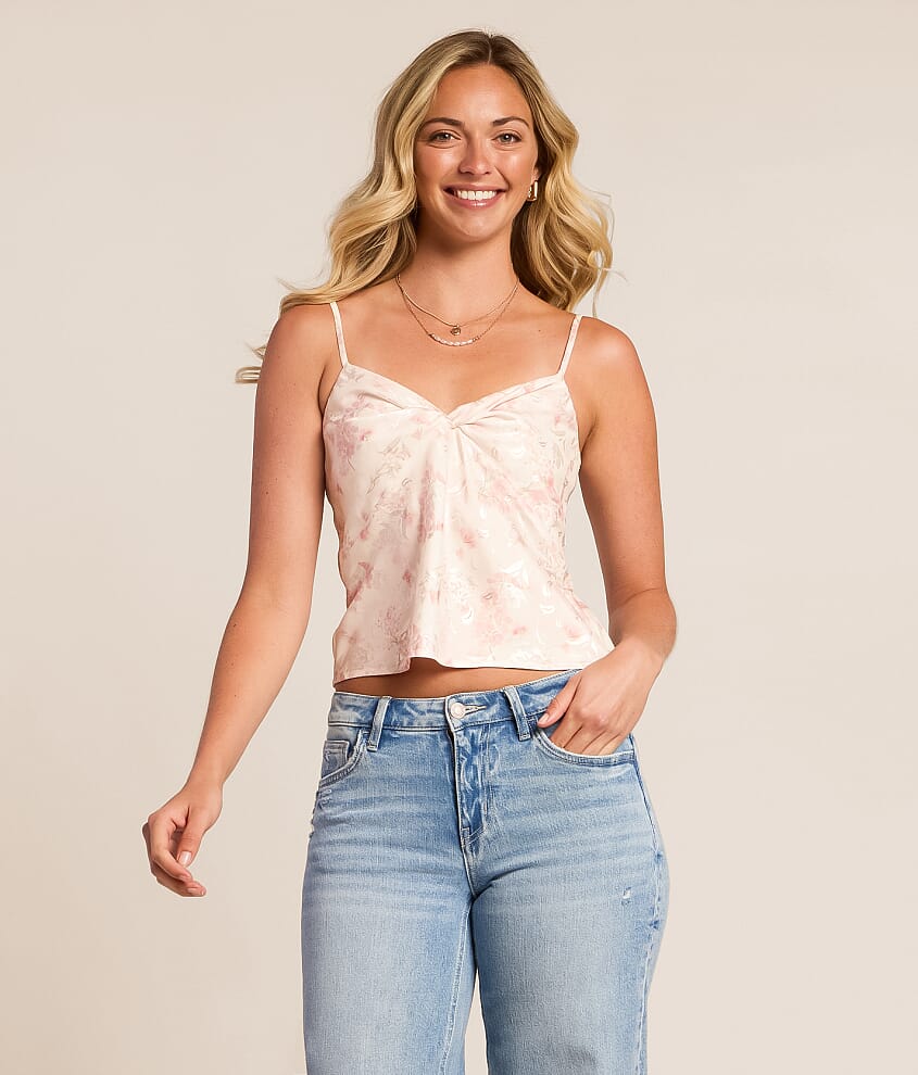 Willow & Root Floral Satin Cropped Tank Top - Women's Tank Tops in