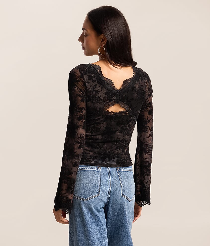 Flocked Floral Top - thumbnail 2