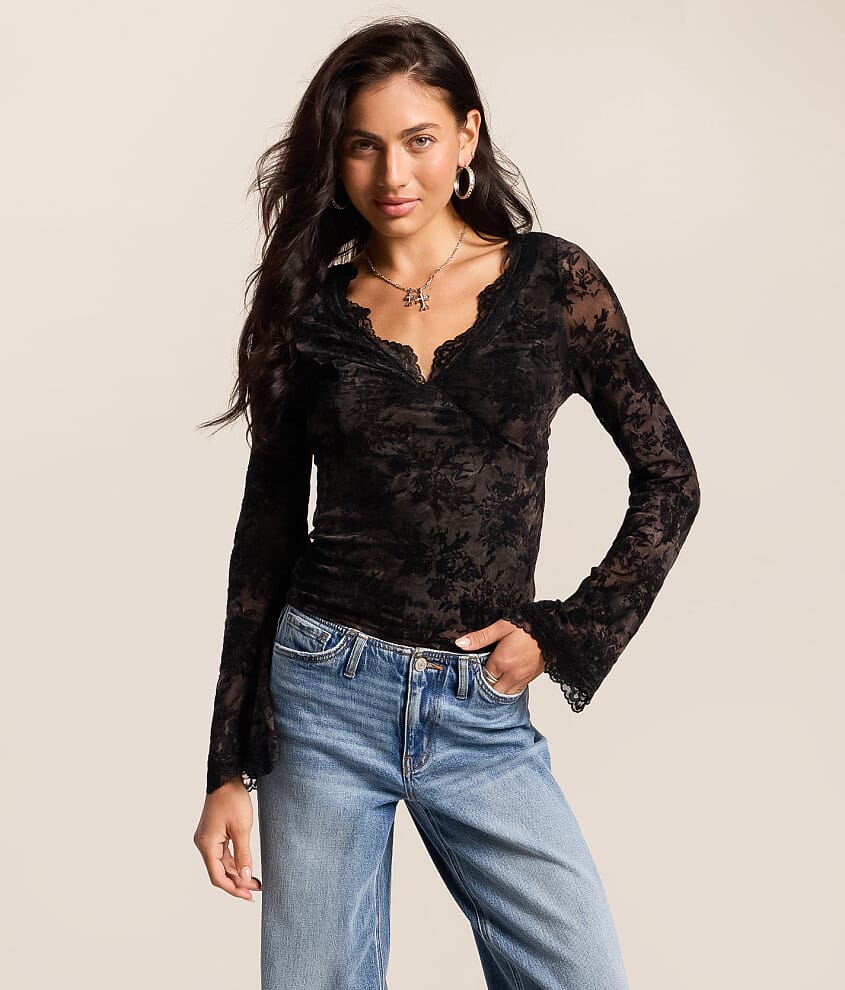 Flocked Floral Top