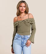 Willow & Root Cold Shoulder Ruffle Top - Women's Shirts