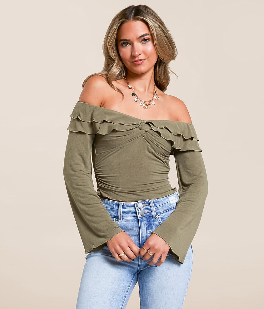 Cold Shoulder Ruffle Top - thumbnail 2
