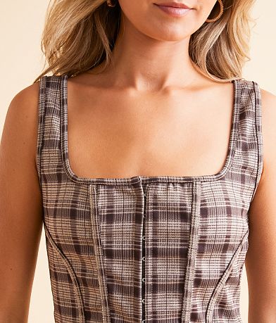 Chembery Plaid Corset Tank Top misc detail 1 view