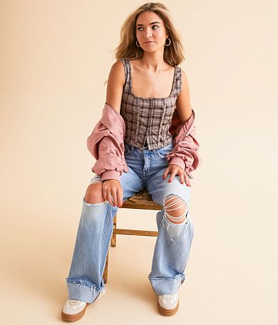 Chembery Plaid Corset Tank Top misc detail 2 view