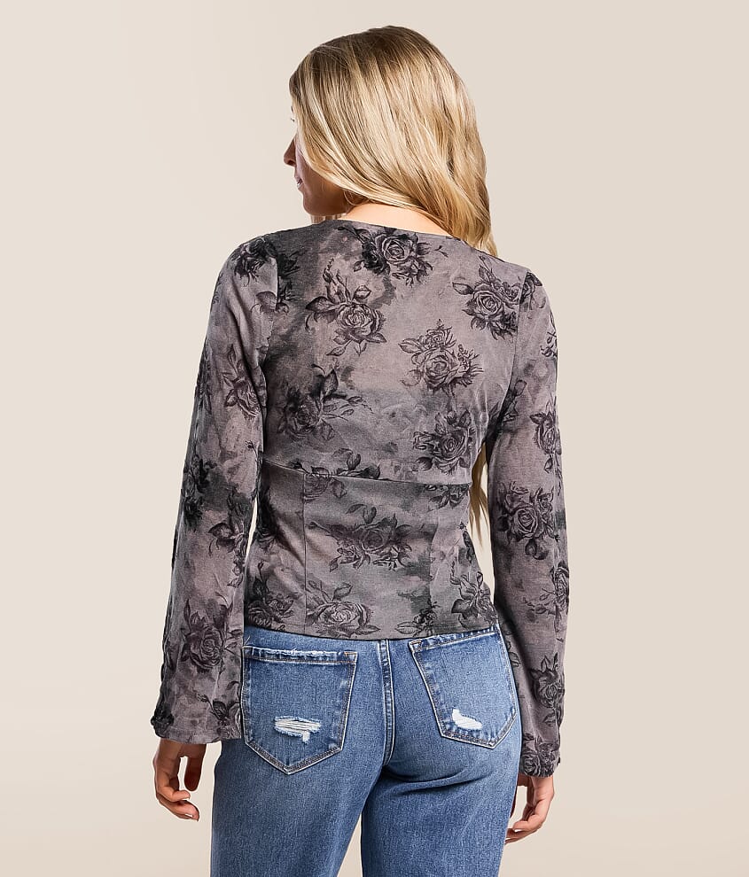 Floral Lace-Up Top