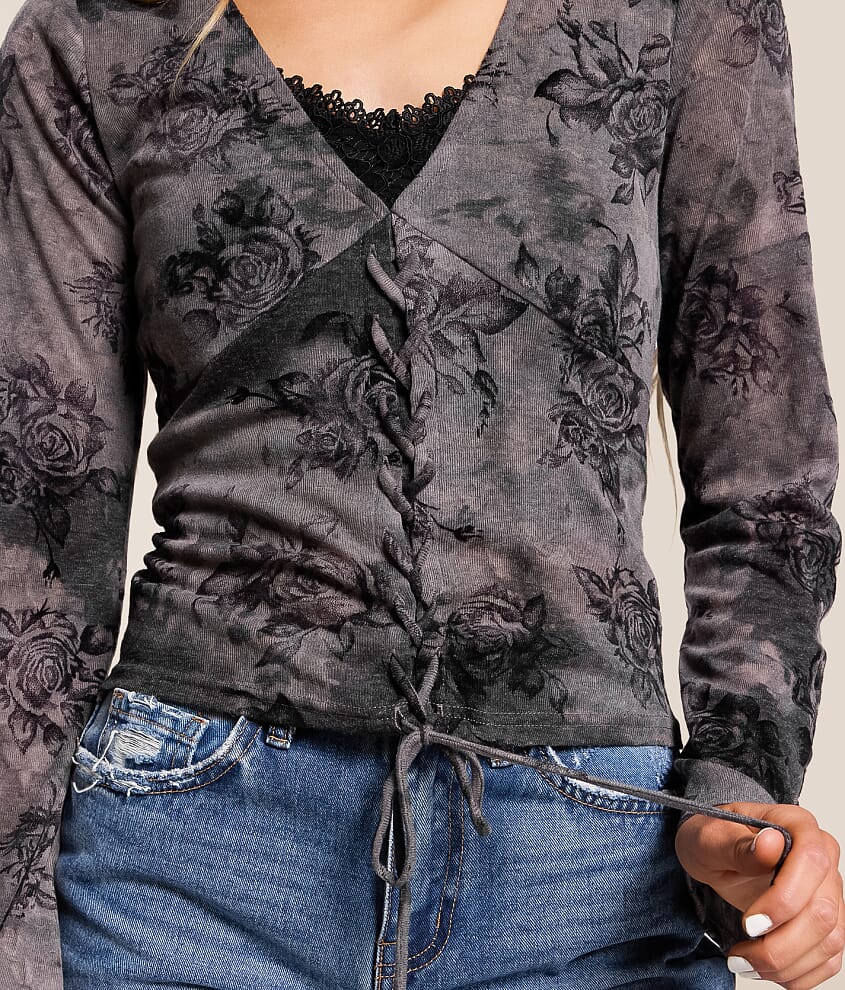Floral Lace-Up Top - thumbnail 3