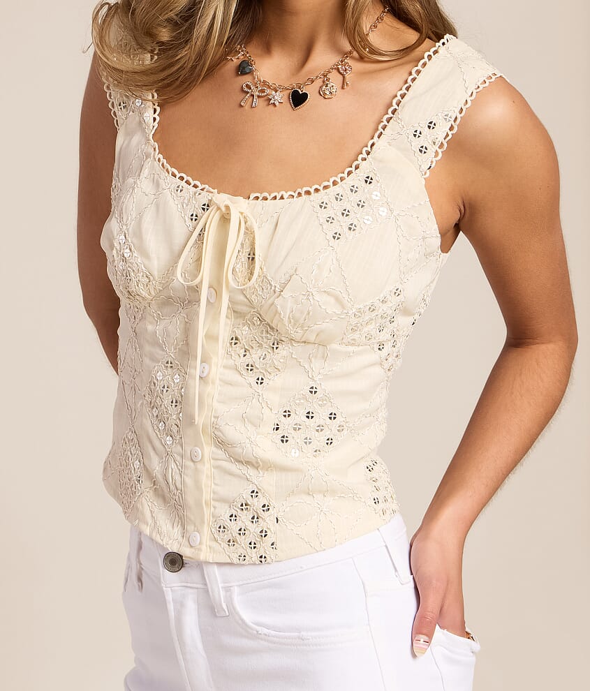 Sequin Front Tie Cropped Tank Top