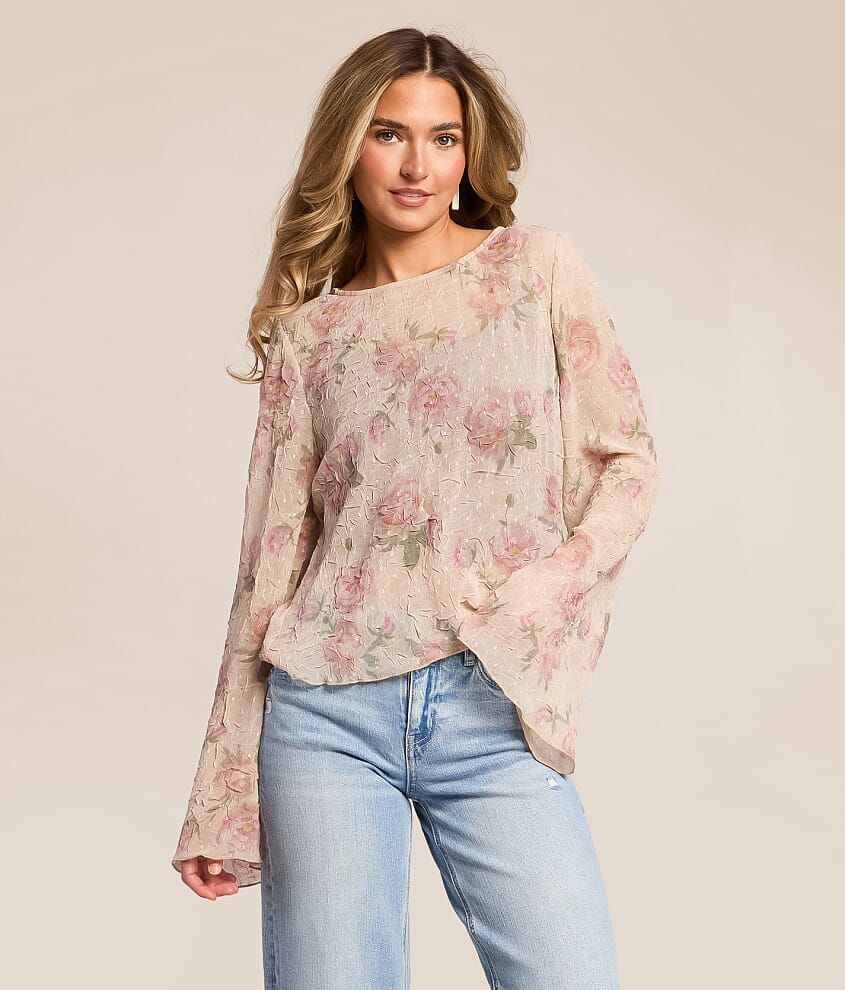 Textured Floral Chiffon Top