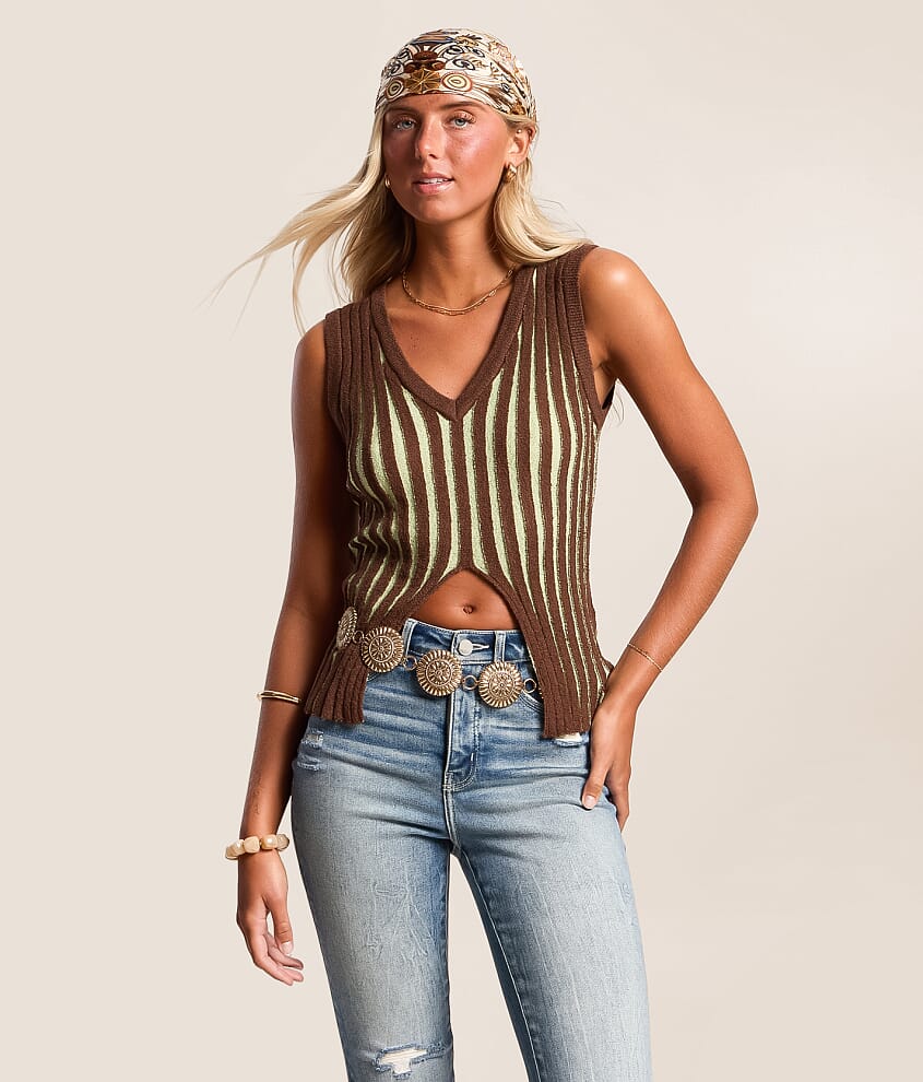 Wide Rib Split Front Tank Top