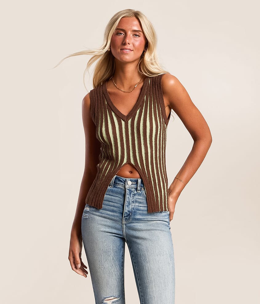 Wide Rib Split Front Tank Top