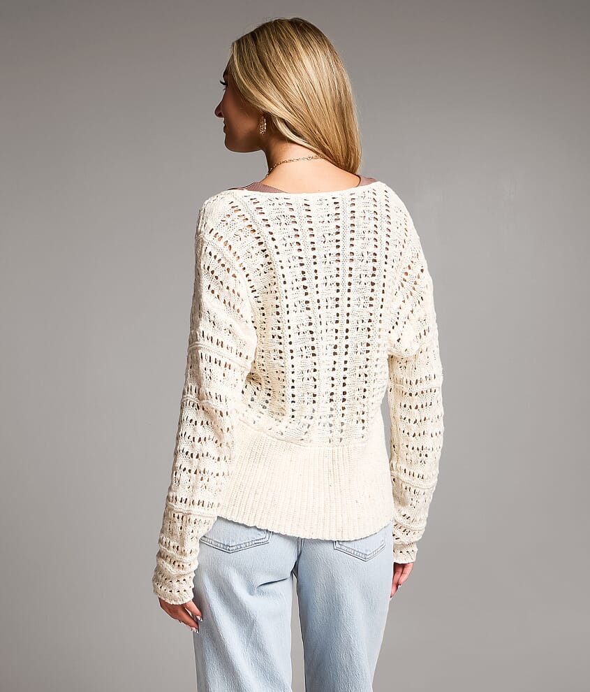Pointelle Stitch Cardigan Sweater