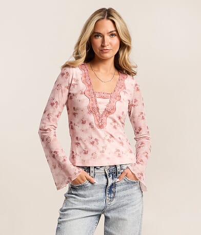Floral Mesh Top