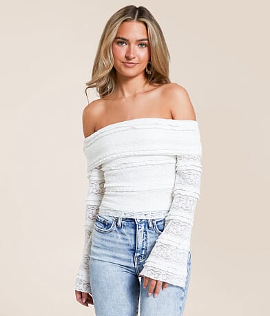Willow & Root Lace Off The Shoulder Top front view