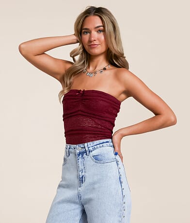 Willow & Root Tiered Lace Tube Top front view