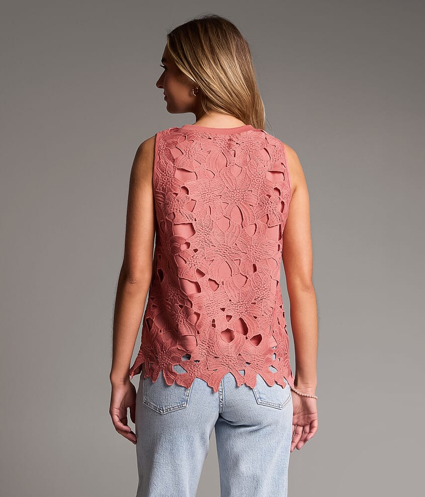 Floral Crochet Overlay Tank Top