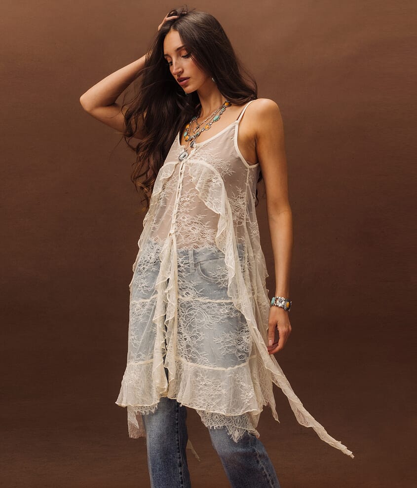 Eyelash Lace Fringe Tank Top