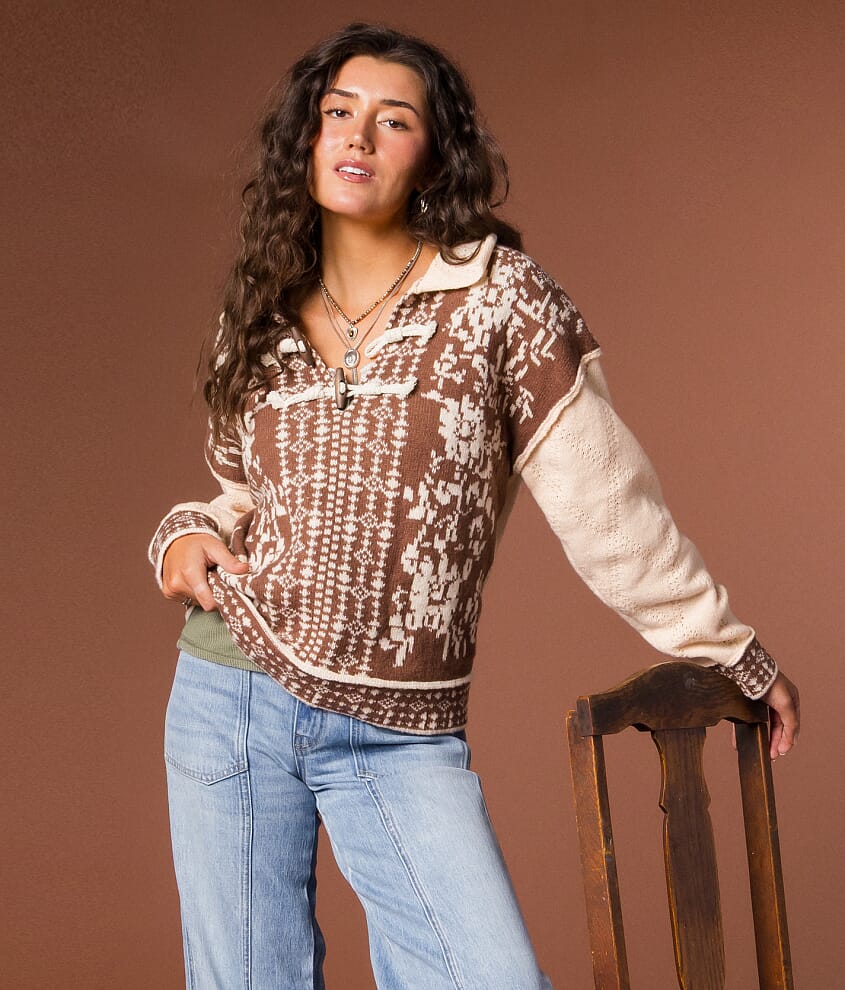 Collared Toggle Henley Sweater