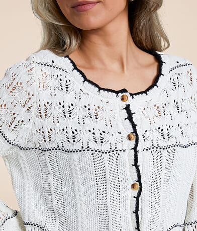Willow &amp; Root Mixed Stitch Cardigan Sweater misc detail 1 view