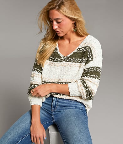 BKE Striped Nubby Sweater front view