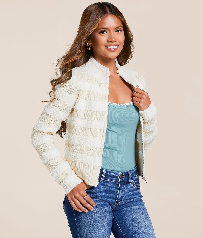 Tonal Striped Cardigan Sweater - thumbnail 2
