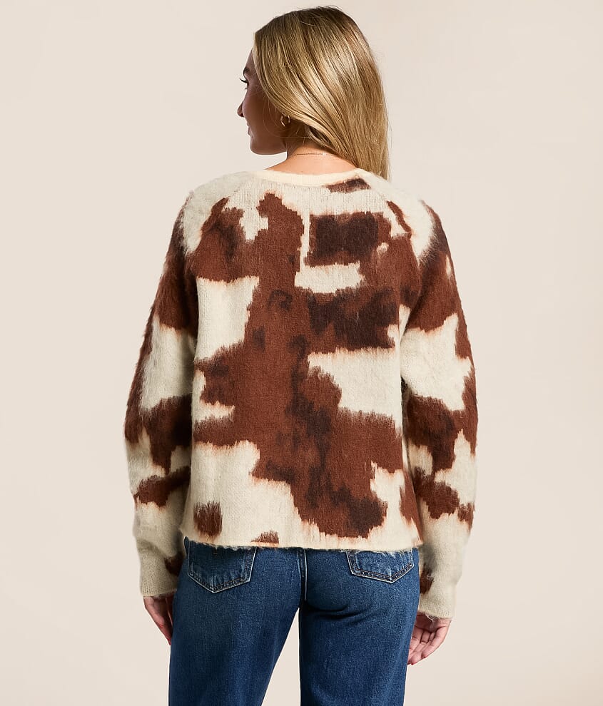 Cow Print Cardigan Sweater - thumbnail 2