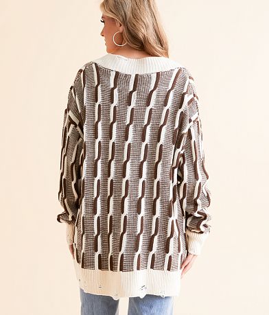 Gilded Intent Oversized Cable Tunic Sweater BACK
