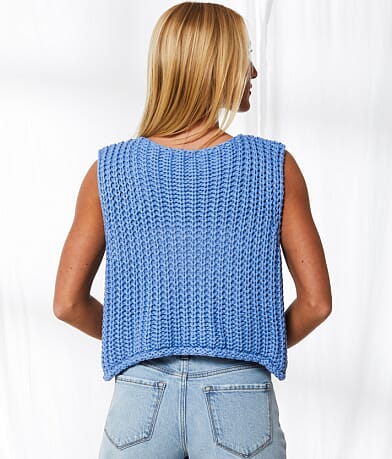 33 Coastal Chunky Knit Sweater Vest back view