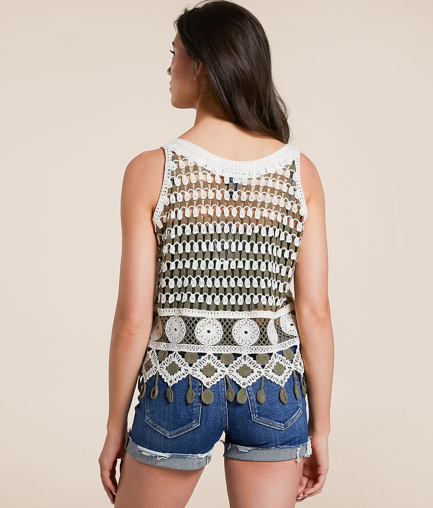 Crochet Sweater Knit Tank Top - thumbnail 2