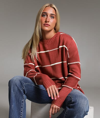 BKE Striped Sweater front view