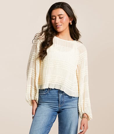 Willow & Root Ruffle Pleated Top front view