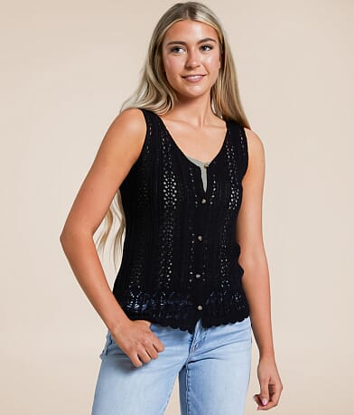 Daytrip Pointelle Sweater Tank Top front view