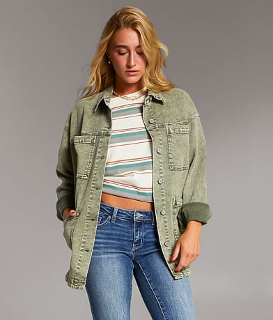 BKE Washed Denim Barn Stretch Jacket front view