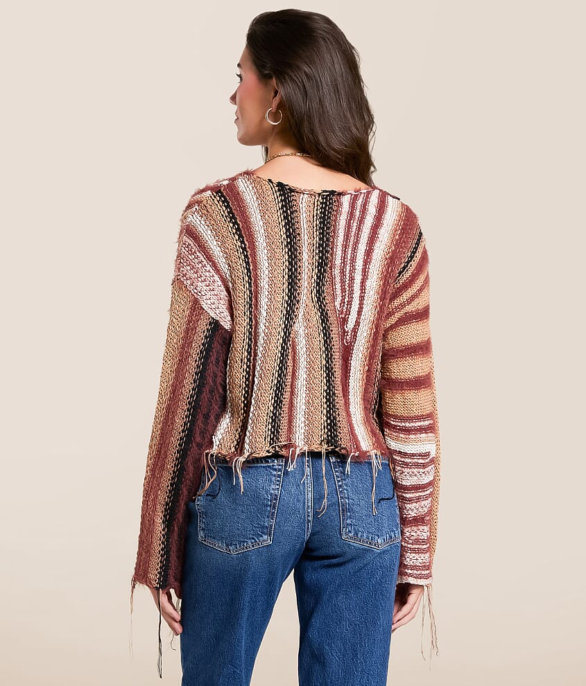 Mixed Stripe Eyelash Fringe Sweater - thumbnail 3