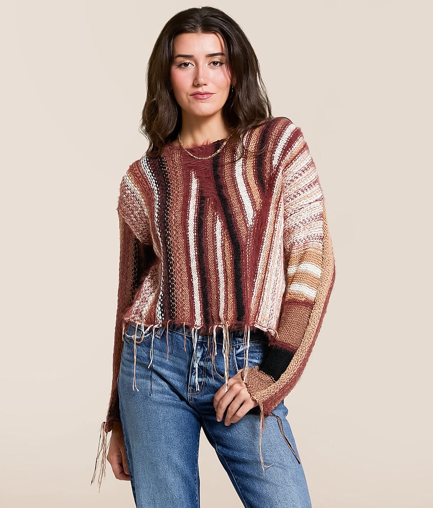 Mixed Stripe Eyelash Fringe Sweater - thumbnail 2