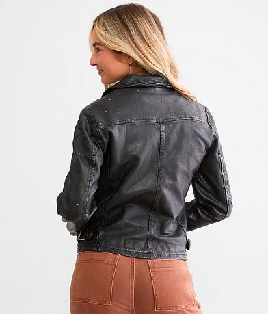 Mauritius Asymmetrical Leather Jacket back view