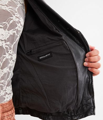 Mauritius Asymmetrical Leather Jacket misc detail 3 view