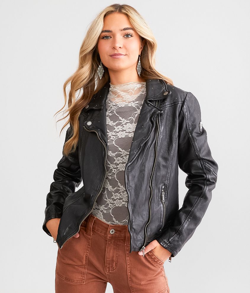 Asymmetrical hot sale leather jacket