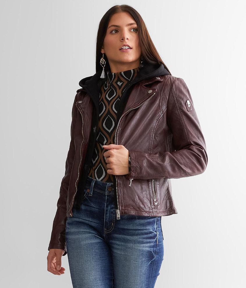 Mauritius Duff Hooded Leather Jacket - Women's Coats/Jackets in Ox Red ...