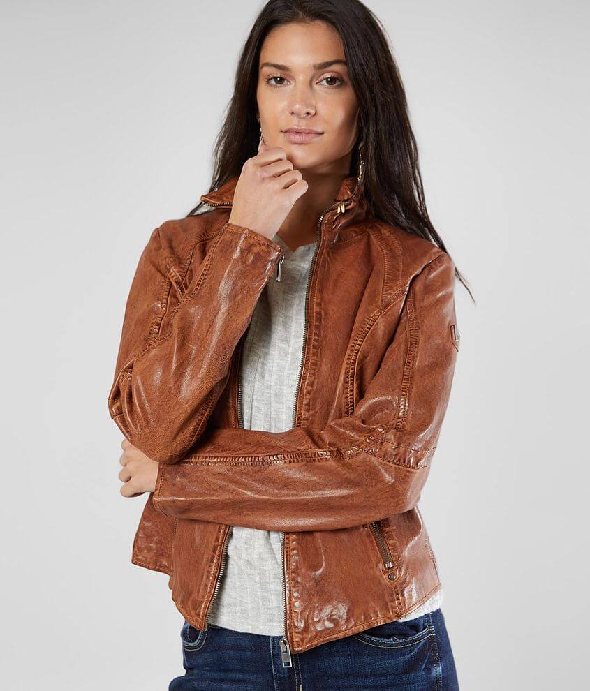 Mauritius Else Leather Jacket Women's Coats/Jackets in Dark Cognac