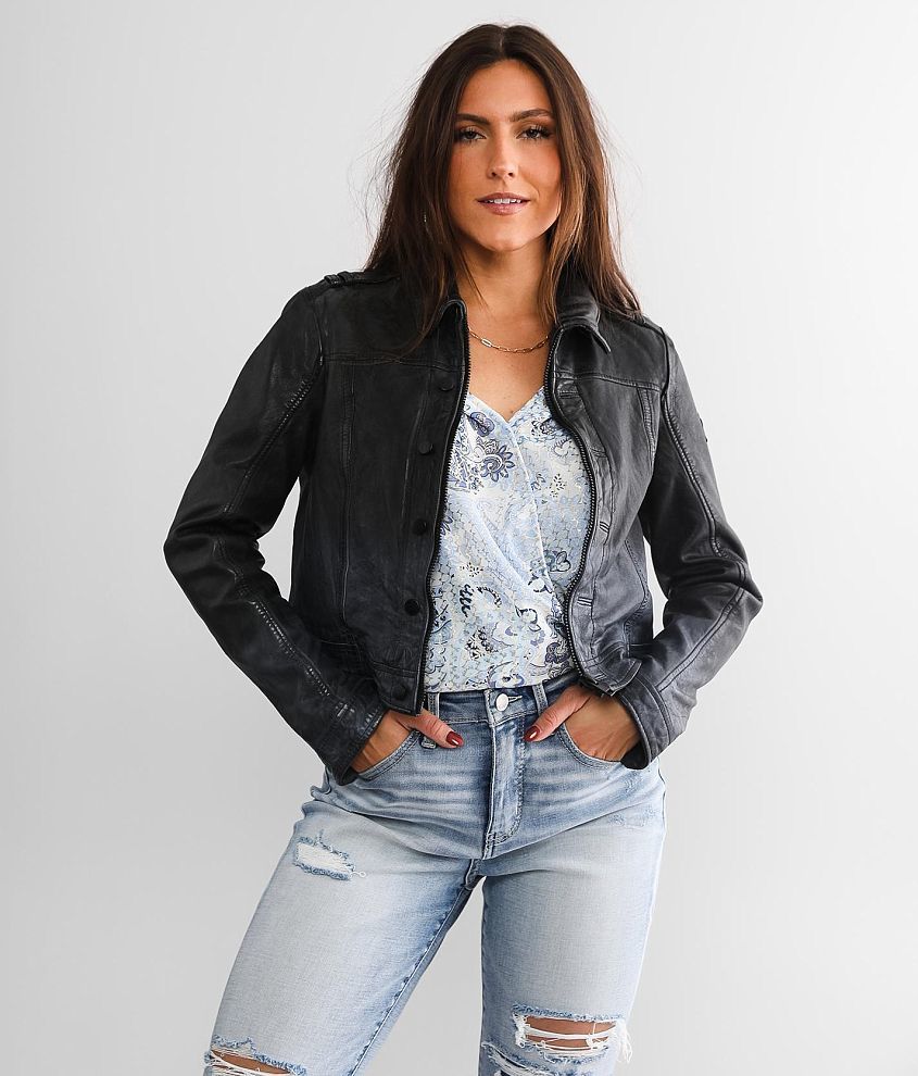 Mauritius Faira Cropped Leather Jacket front view