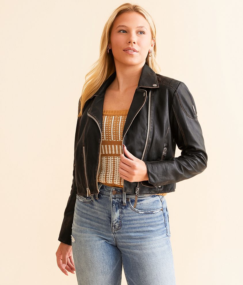 Mauritius Reanon Cropped Leather Jacket front view