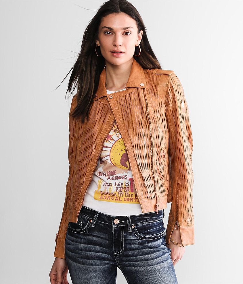 Caramel leather outlet jacket womens