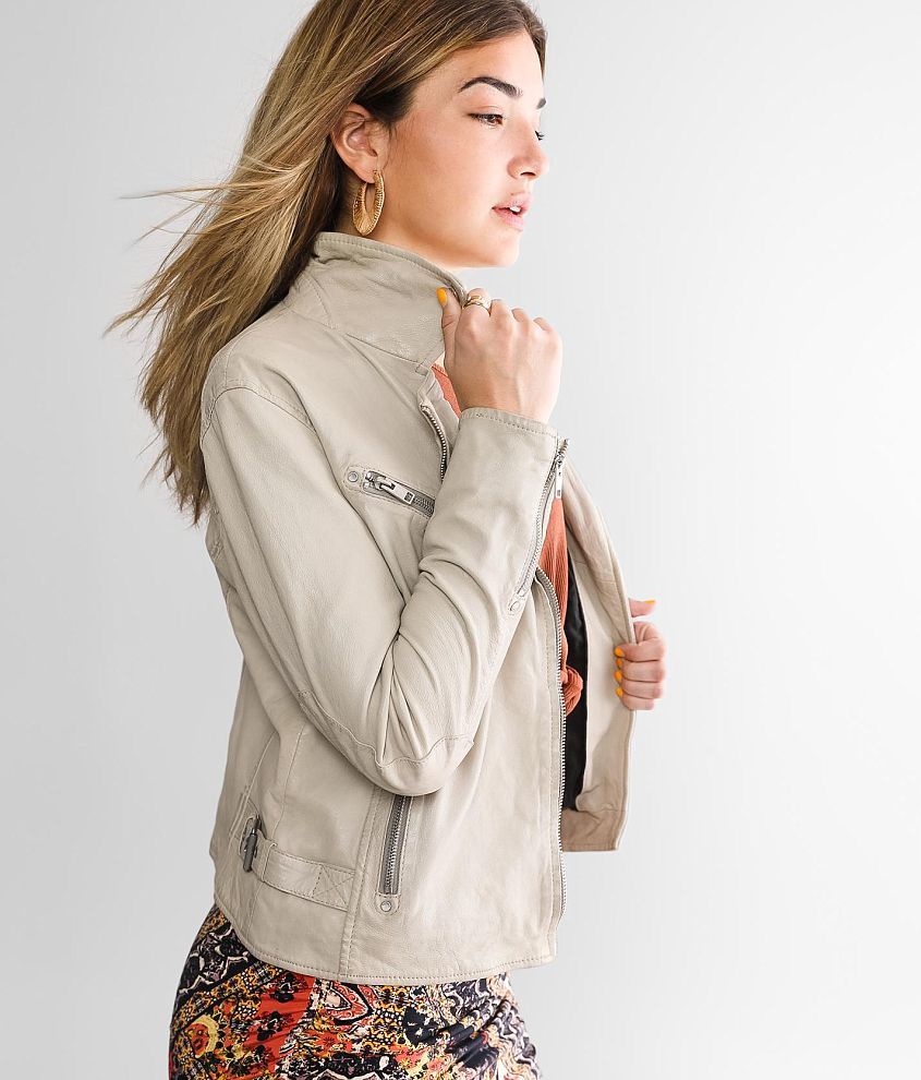 Mauritius Sofia Leather Jacket - Women's Coats/Jackets in Off White ...