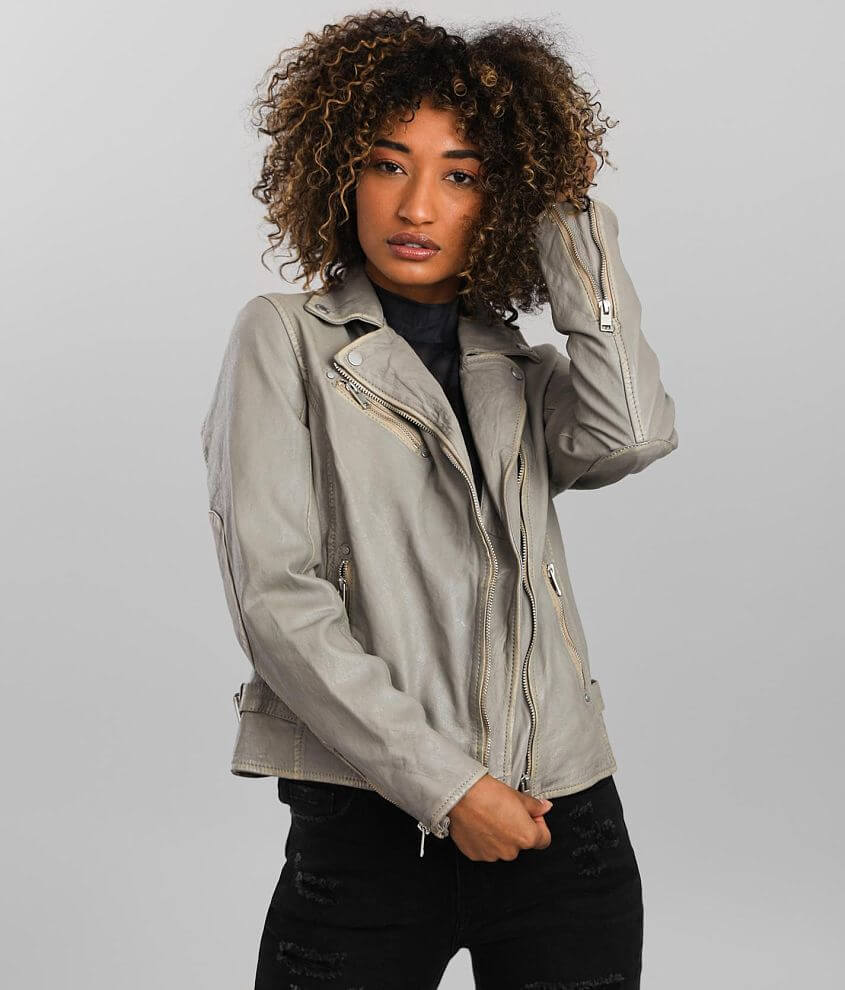 Distressed grey hotsell leather jacket