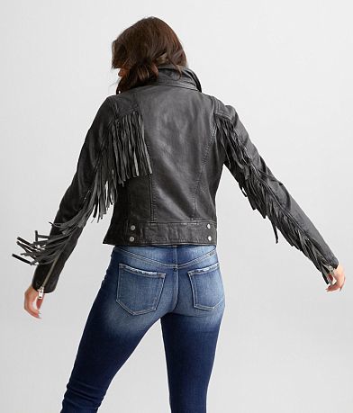 Mauritius Zoe Leather Fringe Jacket back view