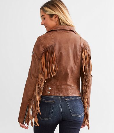 Mauritius Leather Fringe Jacket BACK