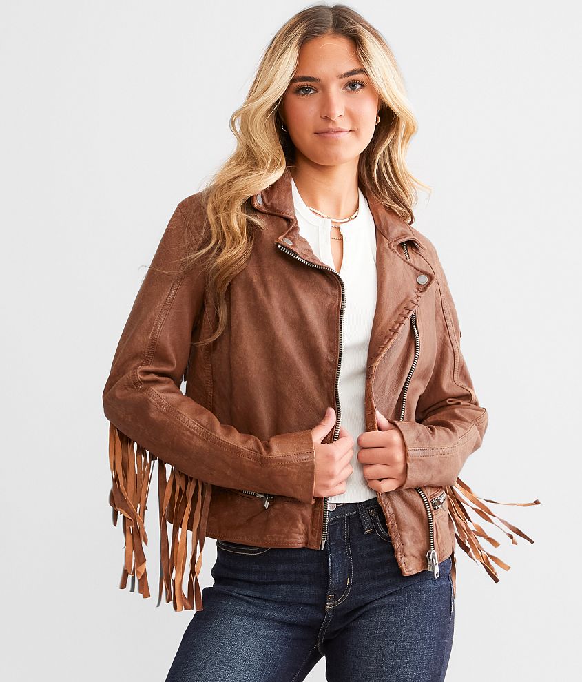 Mauritius Leather Fringe Jacket - Women's Coats/Jackets in Cognac | Buckle