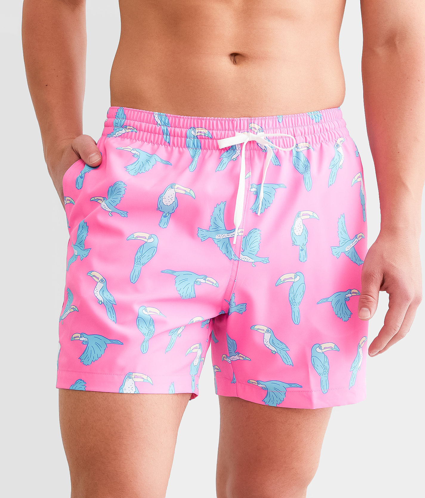 Chubbies The Toucan Do It Stretch Swim Trunks Men s Swimwear in Bright Pink Buckle