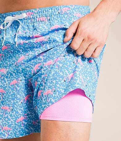 Chubbies The Domingos Are For Flamingos Stretch Swim Trunks misc detail 1 view