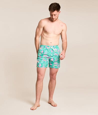 The Single & Ready To Flamingle Stretch Swim Trunks